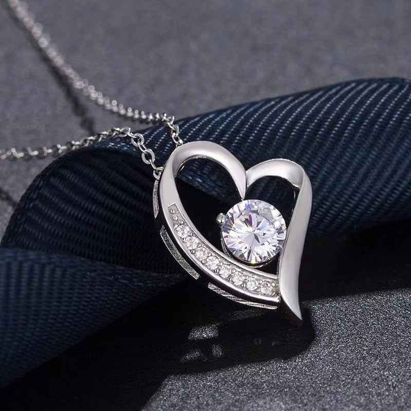 S925 Silver Heart Necklace Female Simple