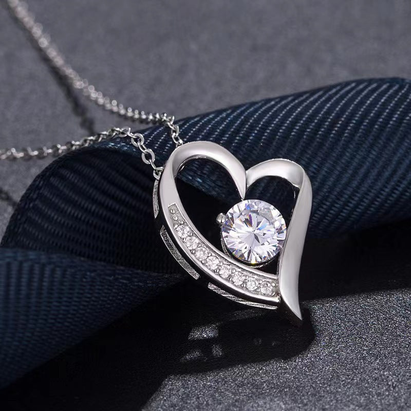S925 Silver Heart Necklace Female Simple Pendant Clavicle Chain - Beauty Accessories