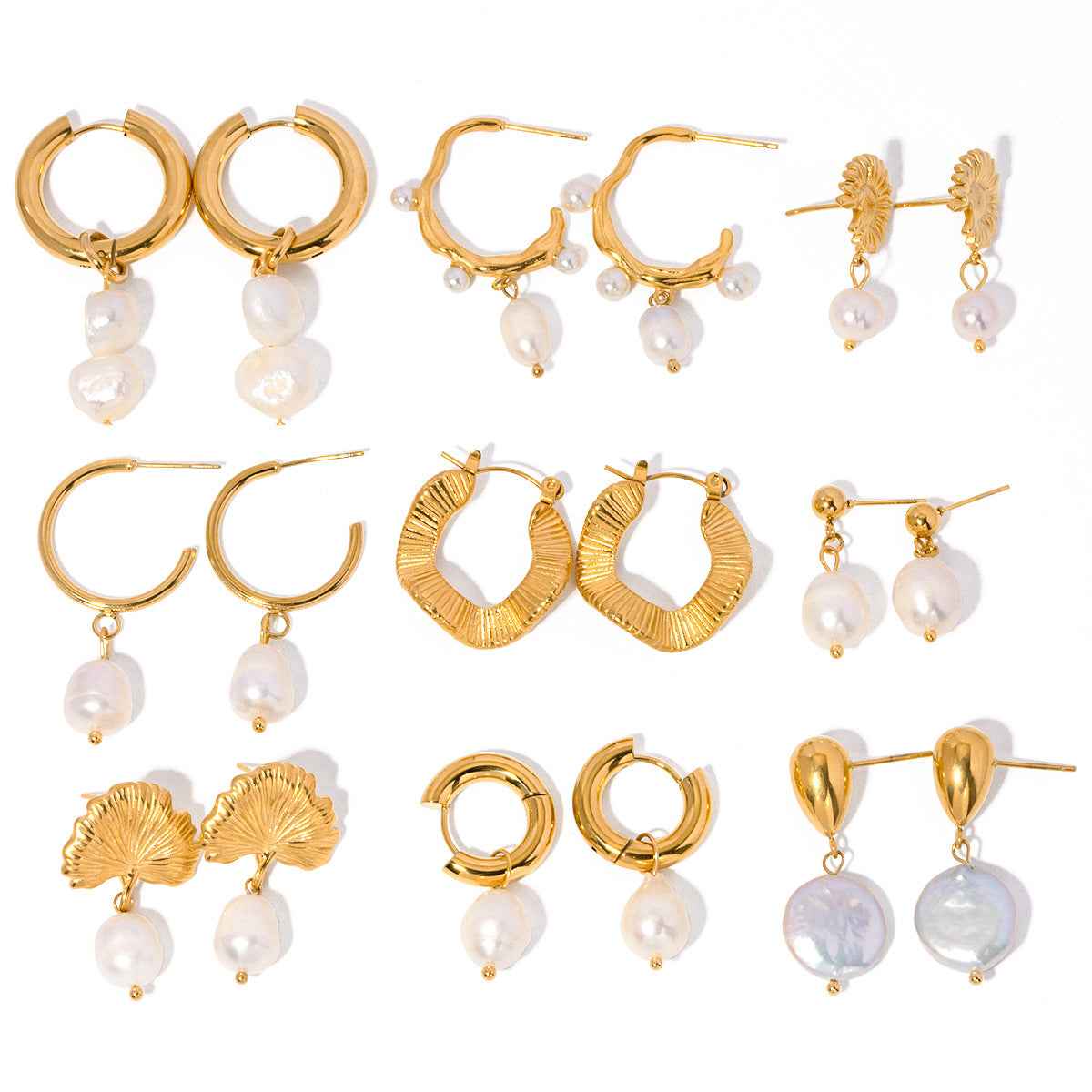 Stainless Steel Water Pearl Earrings