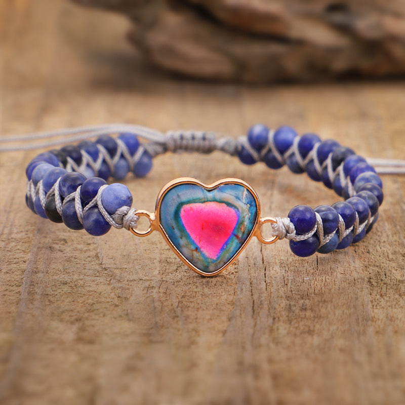 Hand-knitted Heart-shaped Natural Stone Bracelet - Beauty Accessories