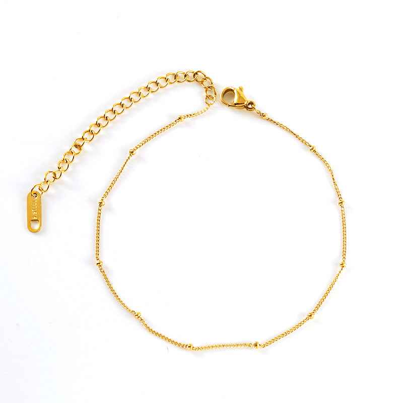 Stainless Steel Fashion Side Clip Bead Necklace Anklet - Beauty Accessories