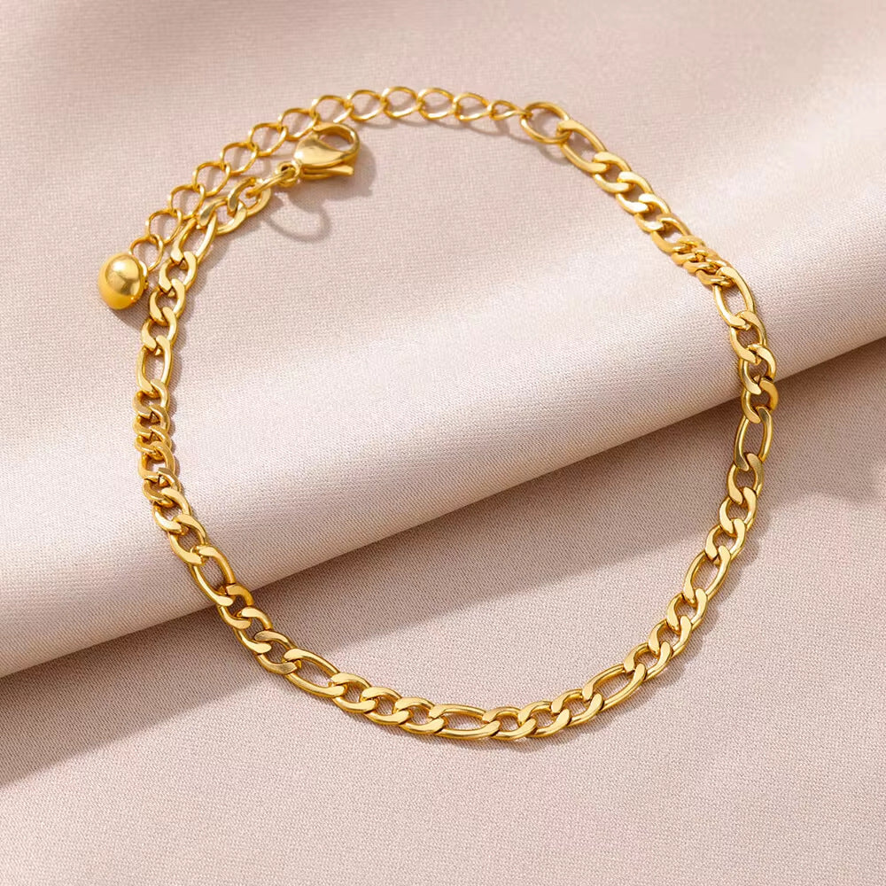 Tassel Anklet Gold Stainless Steel Waterproof Adjustable - Beauty Accessories