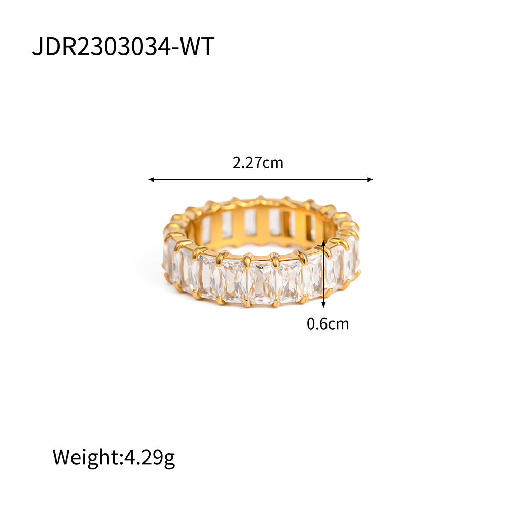 Stainless Steel Zircon Ring - Beauty Accessories