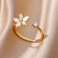 18K Gold Stainless Steel Fashionable Lip Shaped Flower Ring For Women