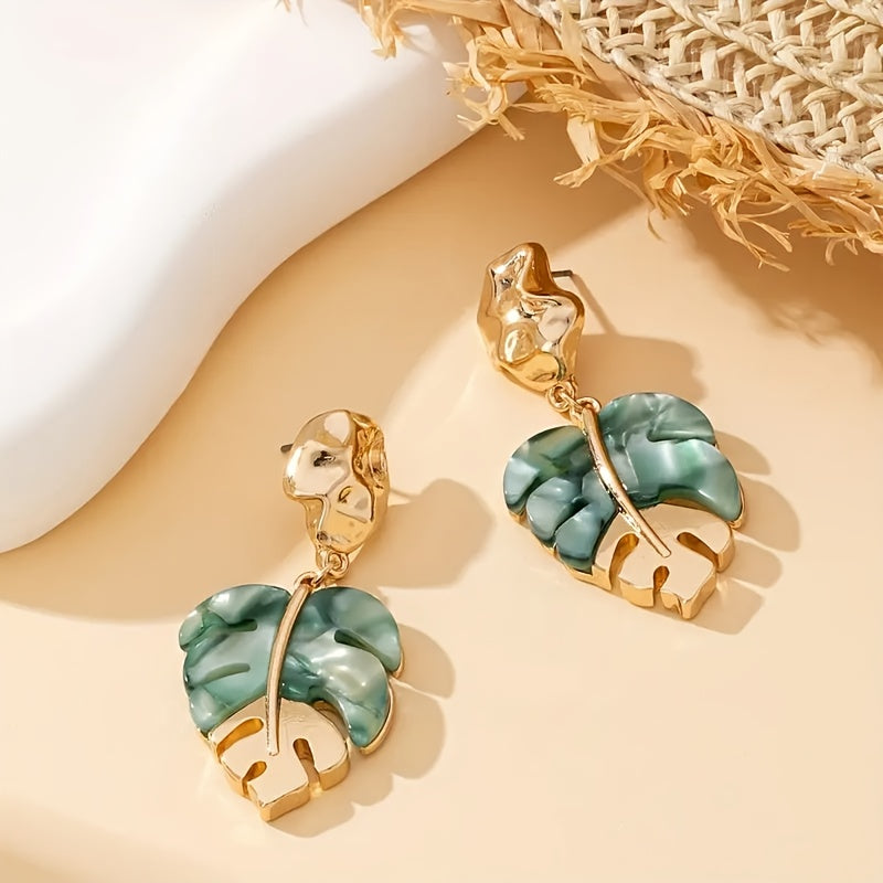 Vintage Boho Style Leaf Dangle Earrings - Beauty Accessories