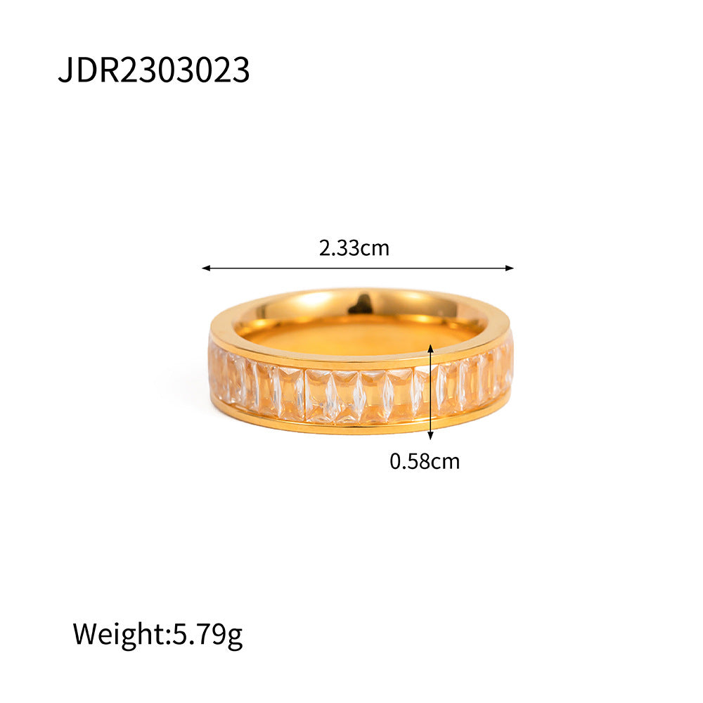 Stainless Steel Zircon Ring - Beauty Accessories