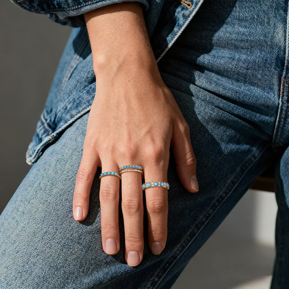 S925 Sterling Silver Vintage Turquoise Ring - Beauty Accessories