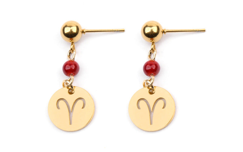 Stainless Steel Twelve Constellation Earrings - Beauty Accessories