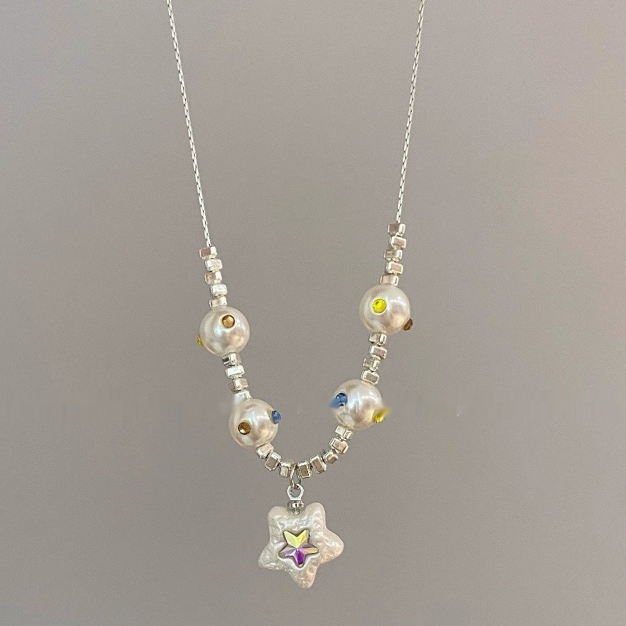 Women's Colorful Five-pointed Star Pearl Necklace - Beauty Accessories