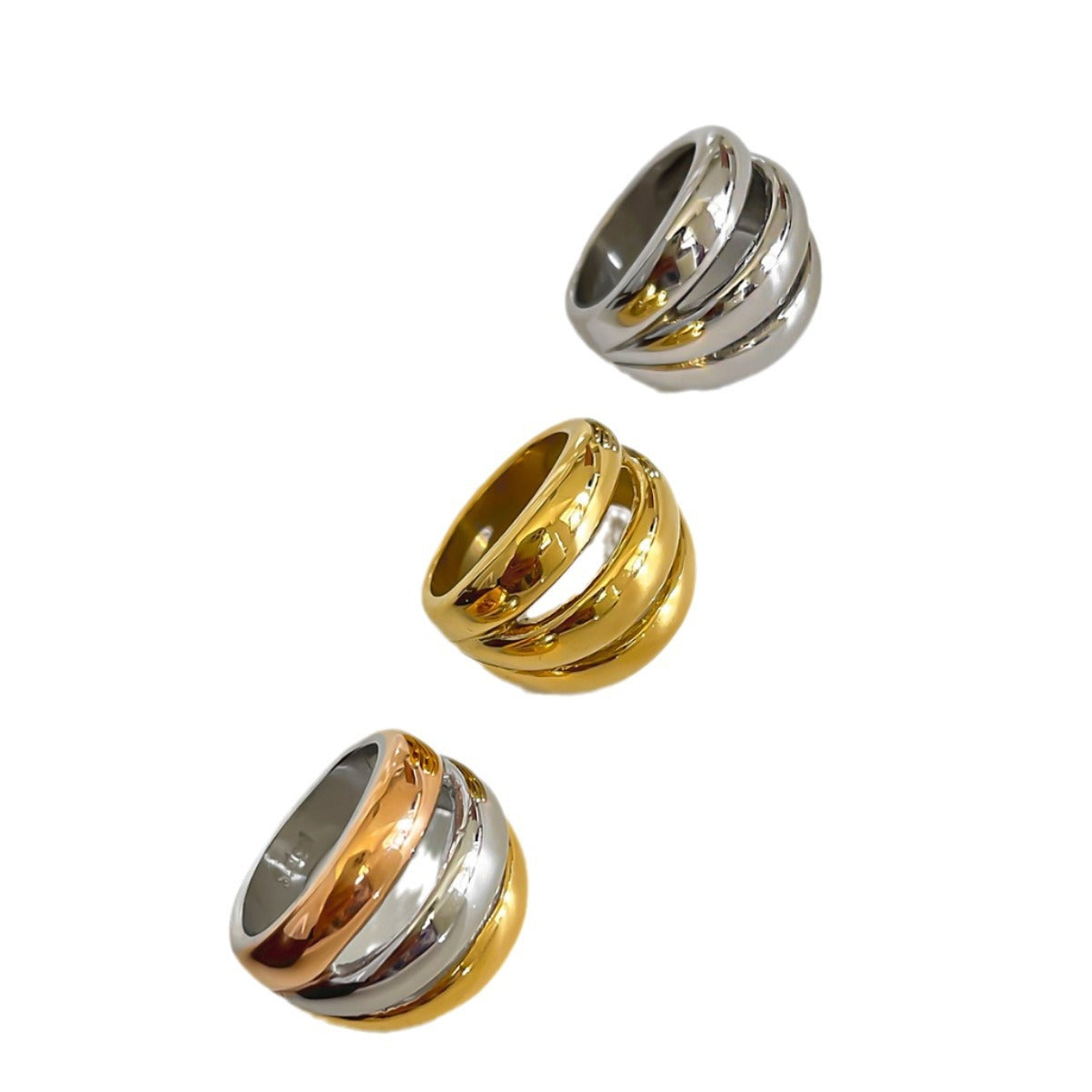 Stainless Steel Hollow Three-ring Three-color Niche Simple Women