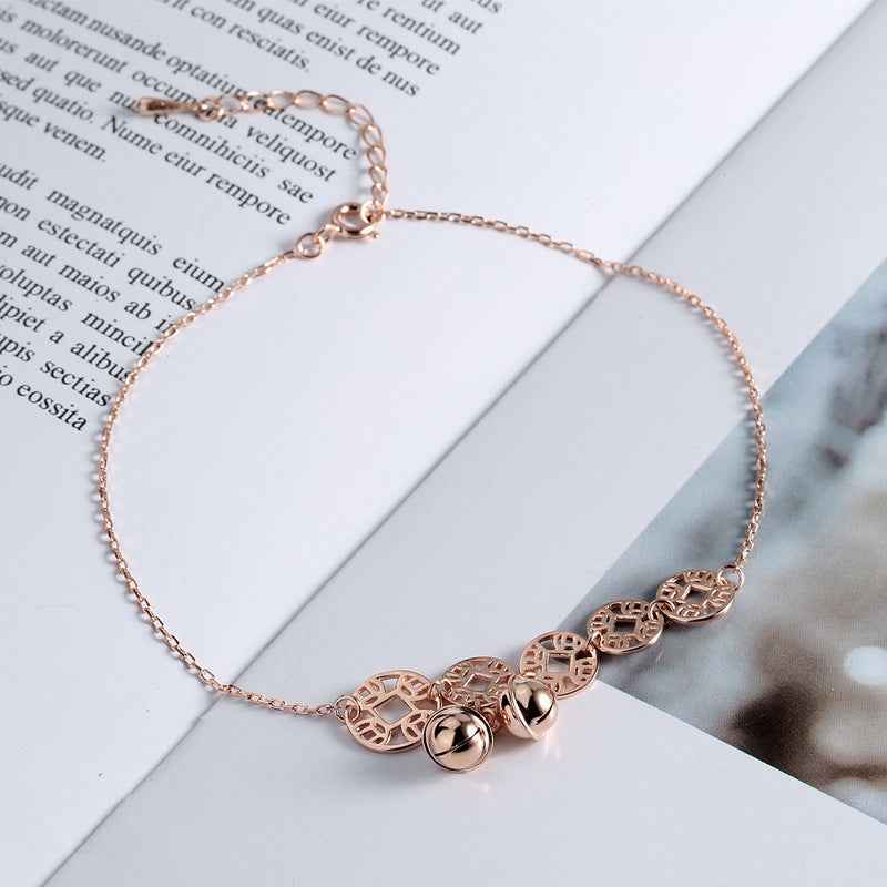 Rose Gold Bells Anklet Boho Stainless Steel - Beauty Accessories