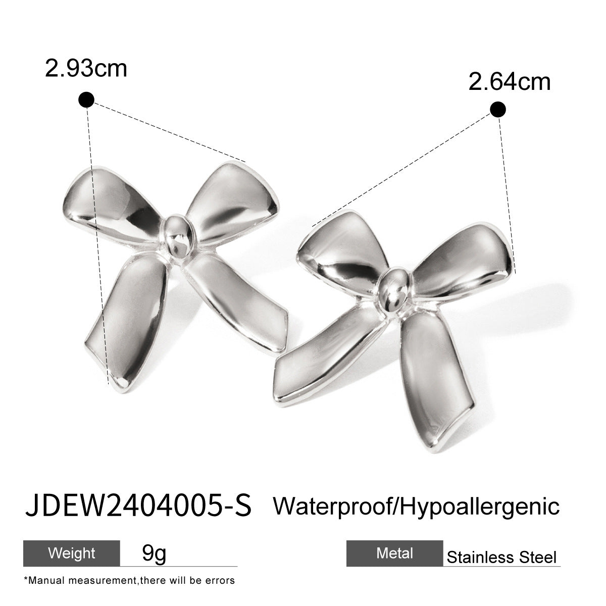 Stainless Steel Glossy Bow Earrings - Beauty Accessories