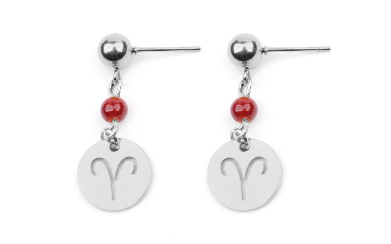 Stainless Steel Twelve Constellation Earrings - Beauty Accessories