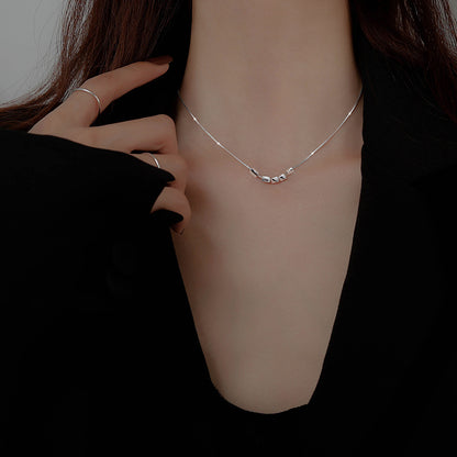 Necklace Female S925 Sterling Silver Transfer Beads Clavicle Chain - Beauty Accessories