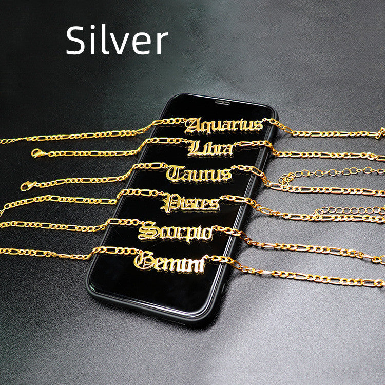 Stainless Steel Female Popular Retro Zodiac Alphabet Anklet - Beauty Accessories