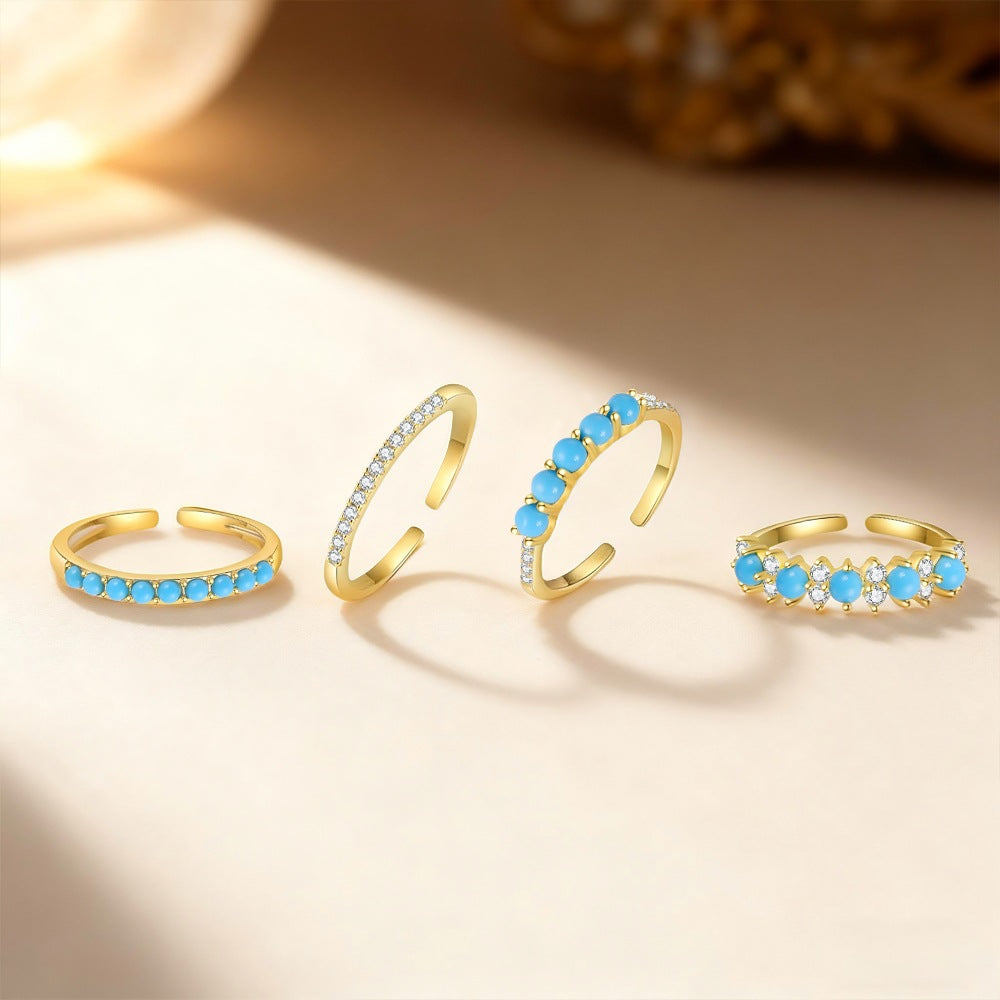 S925 Sterling Silver Vintage Turquoise Ring - Beauty Accessories