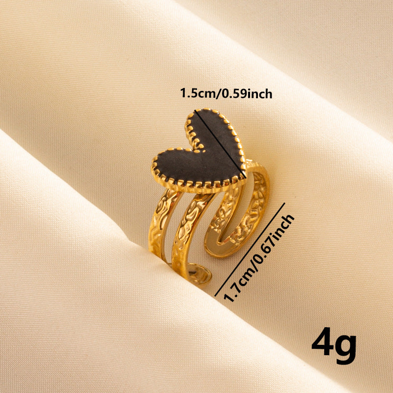 304 Stainless Steel Heart-shaped Drip Open Ring For Women - Beauty Accessories