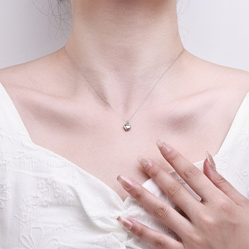 Stylish Sterling Silver Heart Pendant Necklace With A Smooth Finish - Beauty Accessories