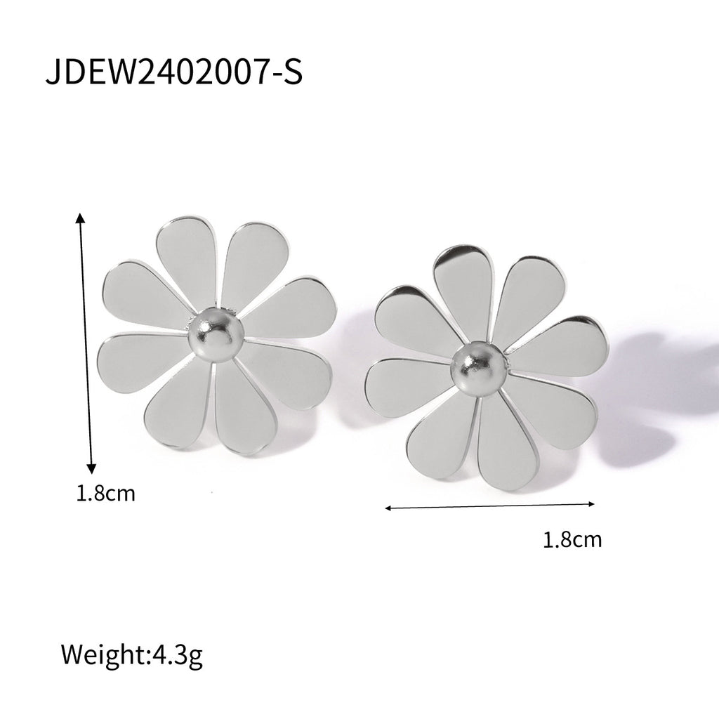 Summer 18K Gold Stainless Steel Flower Earrings - Beauty Accessories