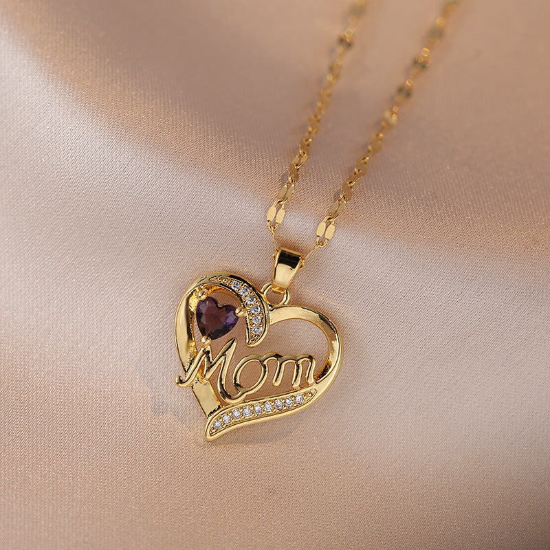 Alcyone heart flower pendant necklace, worn on model