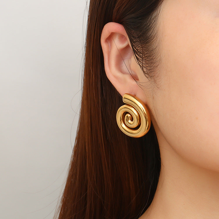 Stainless Steel Rotating Thread Earrings - Beauty Accessories