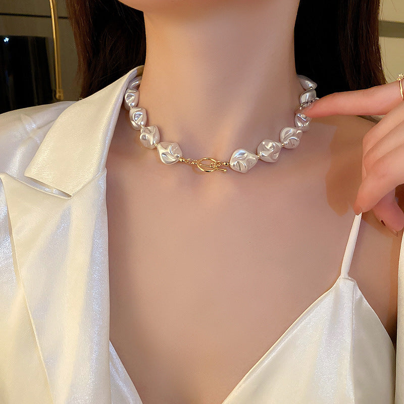 Irregular Pearl Necklace & Bracelet Set Baroque Style - Beauty Accessories