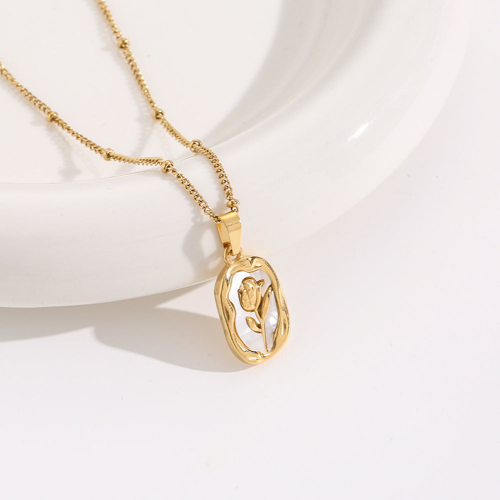Titanium Steel Flower Pendant Retro Luxury Rose - Beauty Accessories