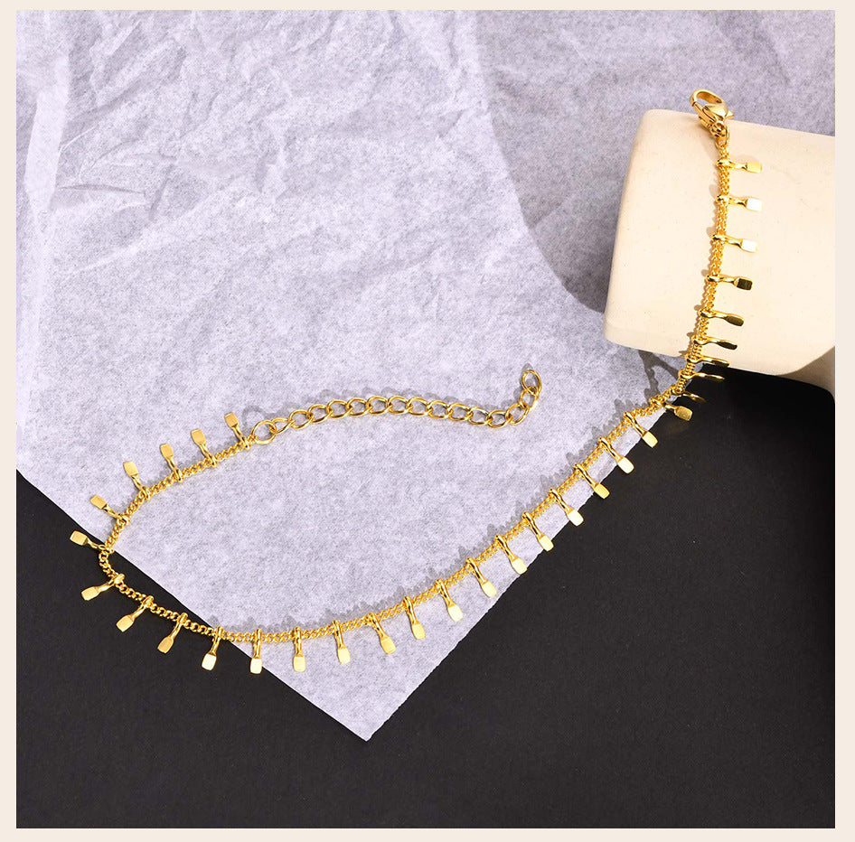 Anklet Stainless Steel Ring Tassel Anklet Bohemian Beach Foot Ornaments - Beauty Accessories