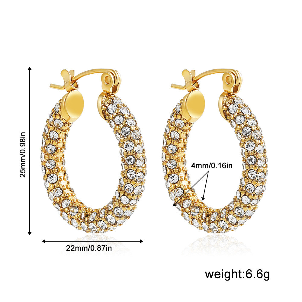 Stainless Steel 18K Gold Plating Twist-knot Earrings With Diamonds - Beauty Accessories