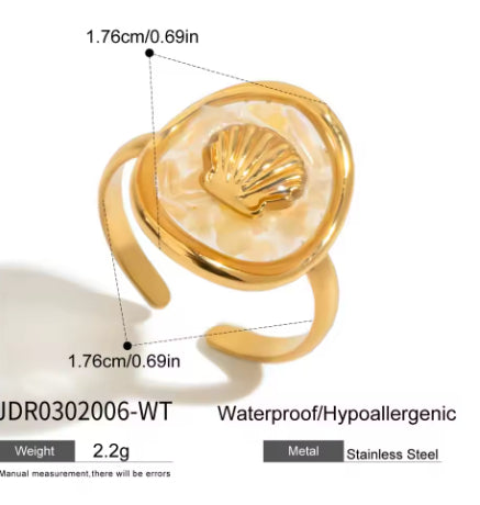 Zora Boho Style Oil Drop Ring 18K Gold-plated Stainless Steel - Beauty Accessories