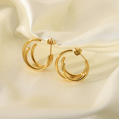 Stainless Steel Ring-shaped Earrings - Beauty Accessories