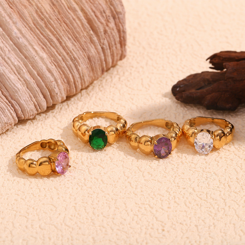 Niche Temperament Vintage Stainless Steel Plated Ring For Women