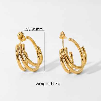 Stainless Steel Ring-shaped Earrings - Beauty Accessories