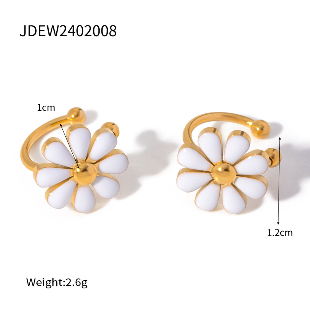 Summer 18K Gold Stainless Steel Flower Earrings - Beauty Accessories