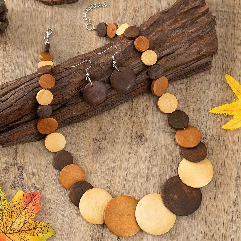 Retro Wooden Necklace Set
