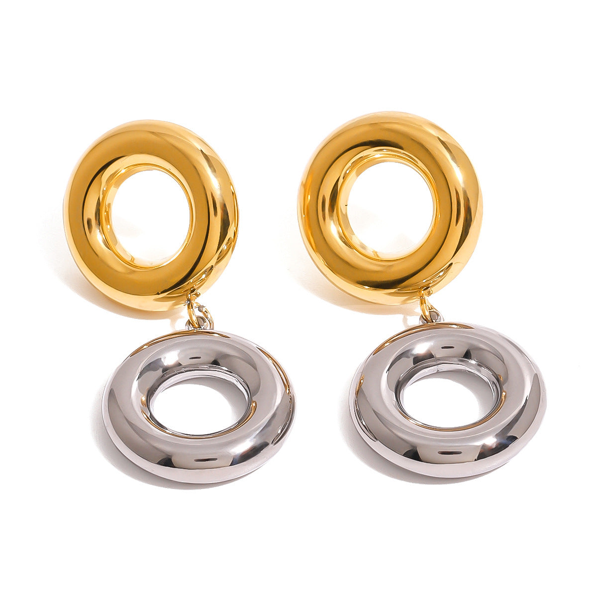 Stainless Steel Circle Niche Earrings - Beauty Accessories