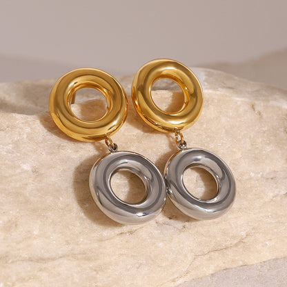 Stainless Steel Circle Niche Earrings - Beauty Accessories