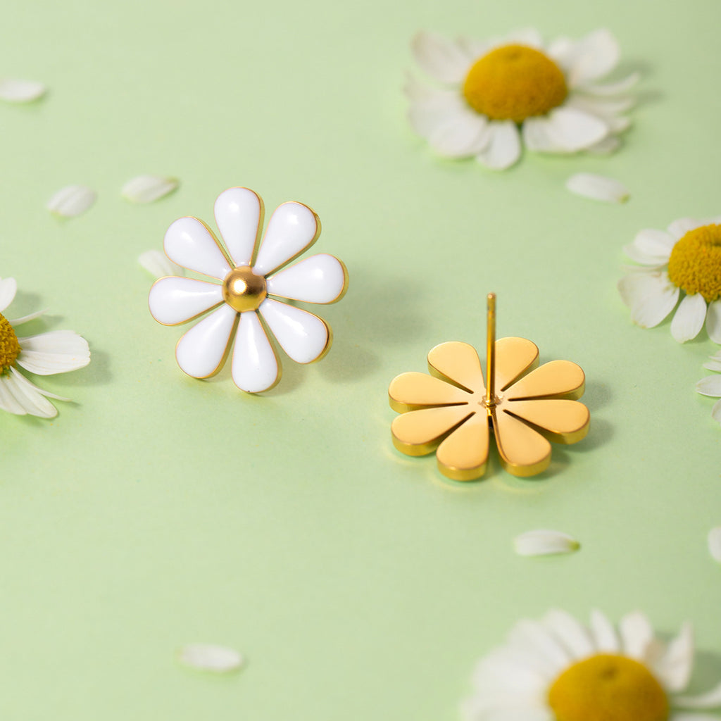Summer 18K Gold Stainless Steel Flower Earrings - Beauty Accessories