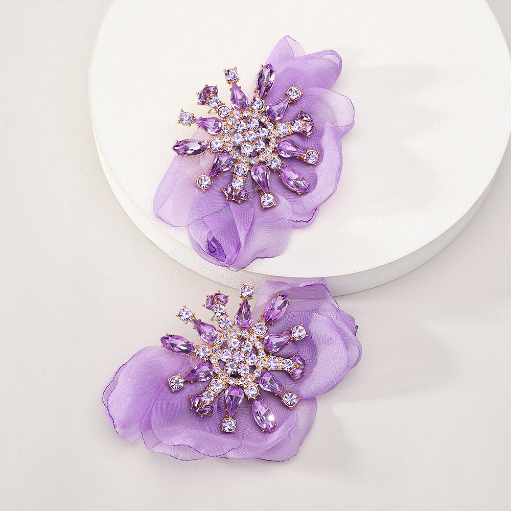 Bohemian Rhinestone Flower Stud Earrings - Beauty Accessories